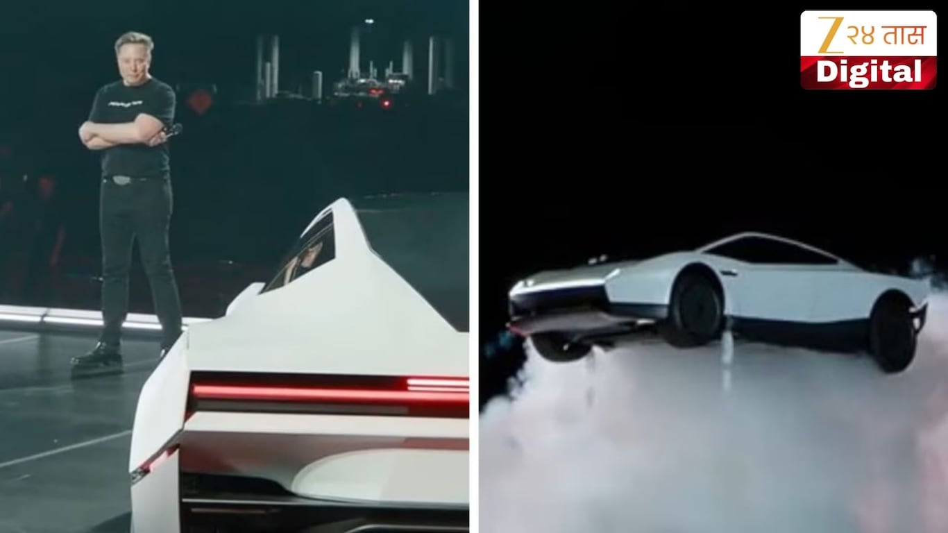 Tesla Roadster flying